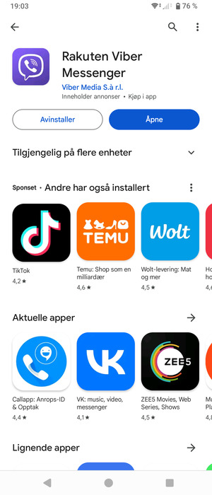 Velg Åpne