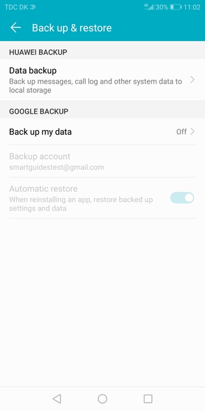 Select Back up my data