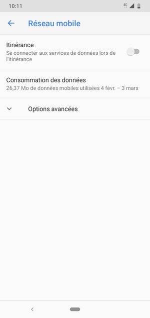 Pour changer de réseau en cas de problèmes de réseau, sélectionnez Options avancées