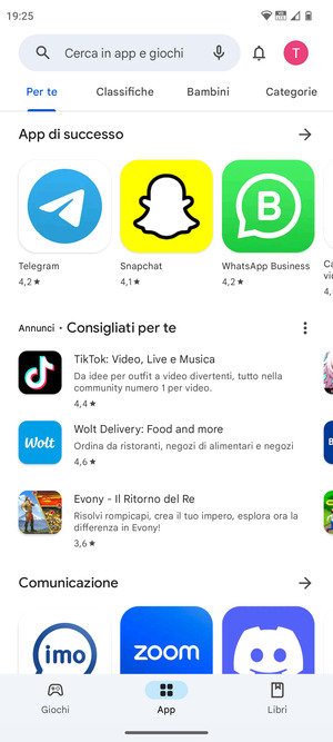 Seleziona la barra di ricerca