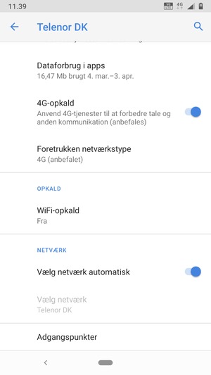 Vælg Foretrukken netværkstype