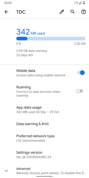 Scroll to and select Advanced