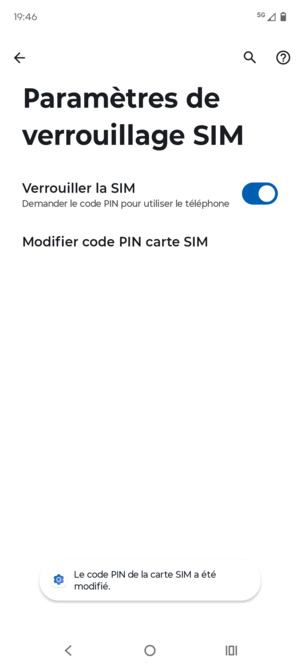 Votre code PIN de la carte SIM a été modifié