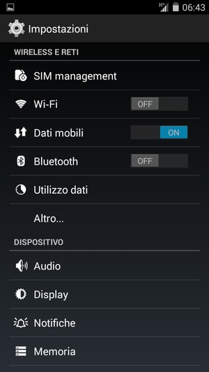 Seleziona Dati mobili