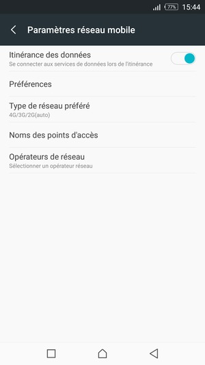 Activer ou désactiver Itinérance des données