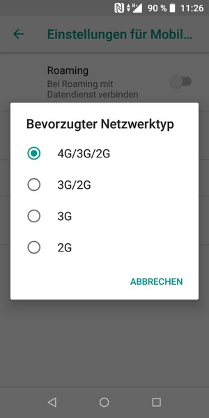 Wählen Sie die gewünschte Option