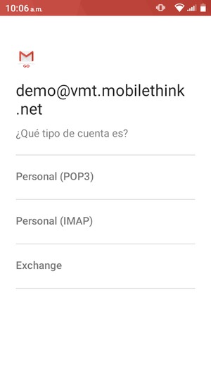 Seleccione Personal (POP3) o Personal (IMAP)