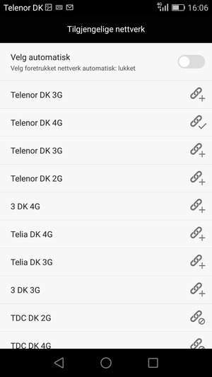 Velg en nettverksoperatør fra listen
