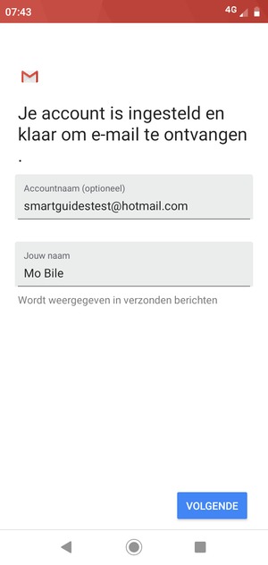 Geef uw account een naam en voer uw naam in. Selecteer VOLGENDE
