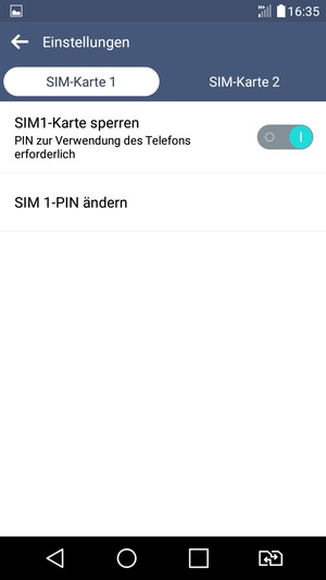 Wählen Sie SIM-Karte 1 oder SIM-Karte 2 und wählen Sie SIM PIN ändern