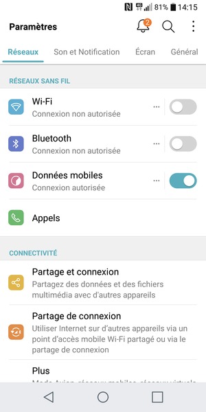 Sélectionnez Général
