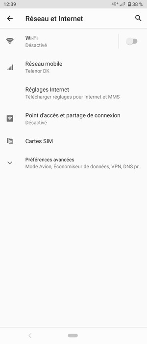 Sélectionnez Réglages Internet
