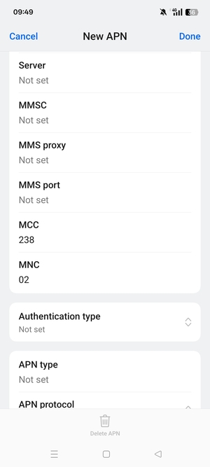 Scroll down and enter MMS information