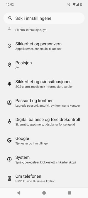 Bla til og velg Sikkerhet og personvern