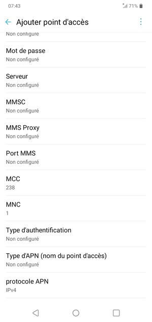 Faites défiler vers le bas et saisissez les informations MMS