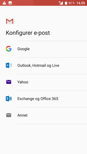 Velg Exchange og Office 365