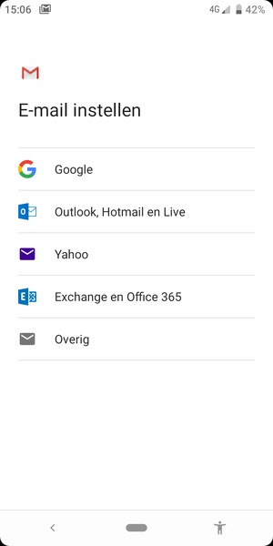 Selecteer Exchange en Office 365