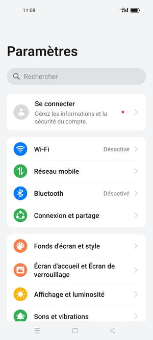 Sélectionnez Réseau mobile