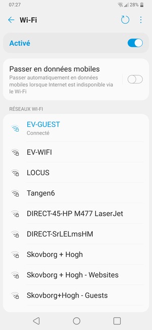 Vous êtes maintenant connecté au réseau Wi-Fi