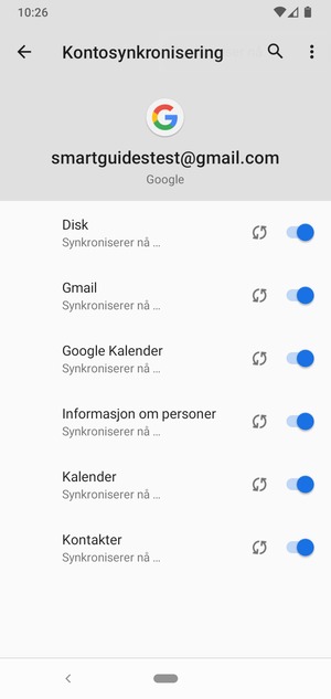 Din informasjon blir synkronisert