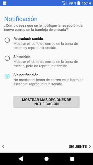 Seleccione la opción deseada y seleccione SIGUIENTE