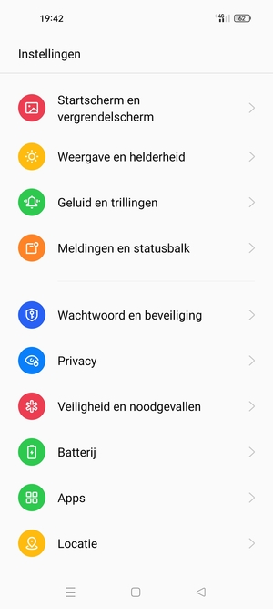 Scroll naar en selecteer Wachtwoord en beveiliging