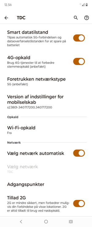 Scroll til og vælg Adgangspunkter
