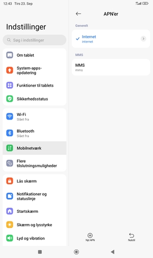Vælg Nulstil