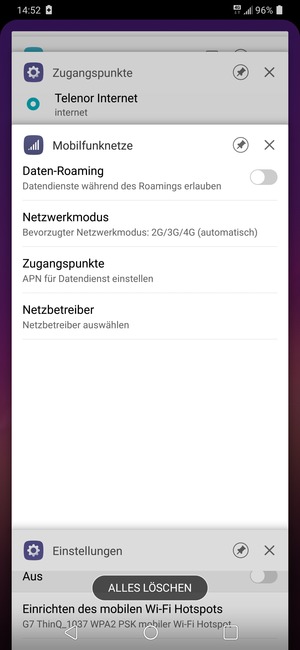 Wählen Sie ALLES LÖSCHEN, um alle laufende Apps zu schließen