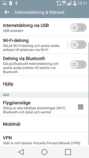 Scrolla till och välj Mobilnät