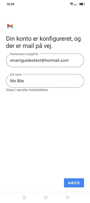 Giv din konto et navn og indtast dit navn. Vælg NÆSTE