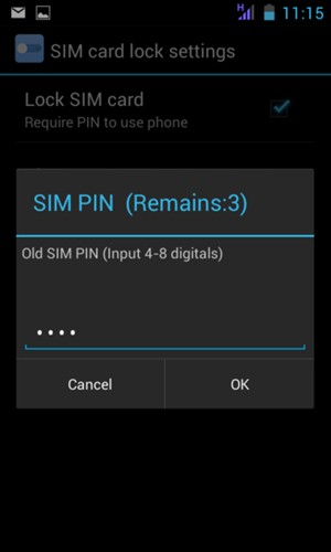 Enter your Old SIM PIN and select OK