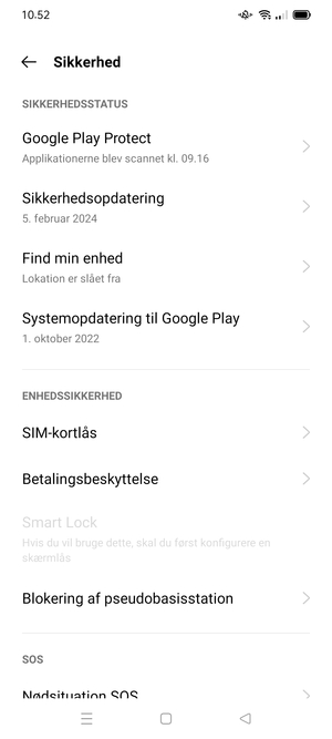 Scroll til og vælg SIM-kortlås