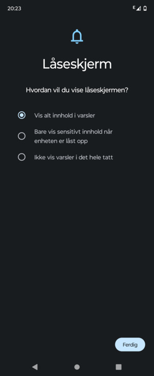 Velg ønsket alternativ og velg Ferdig