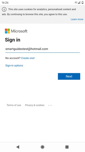 Enter your Email address and select Next