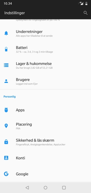 Scroll til og vælg Sikkerhed & lås skærm
