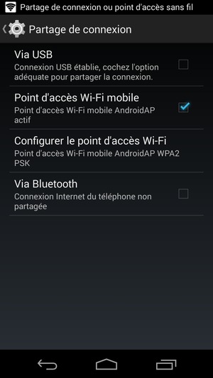 Votre téléphone est maintenant configuré pour être utilisé comme modem