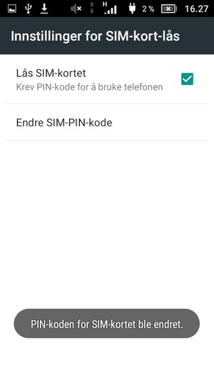 Din SIM-PIN-kode er endret