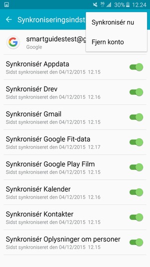 Vælg Synkroniser nu