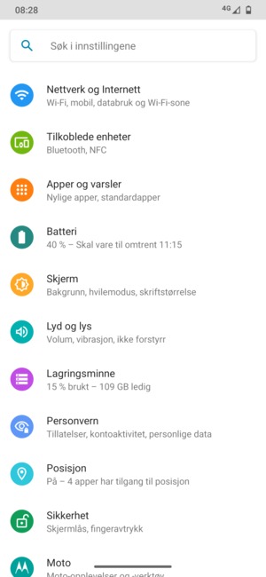 Velg Nettverk og Internett