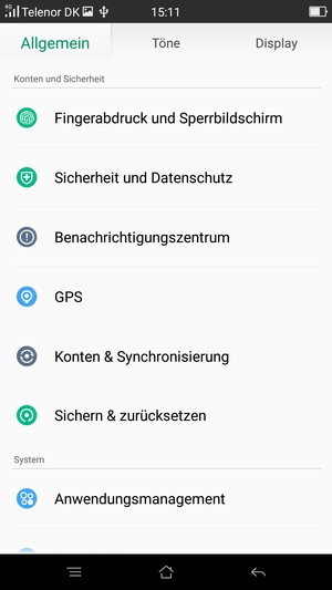 Scrollen Sie und wählen Sie Sicherheit und Datenschutz
