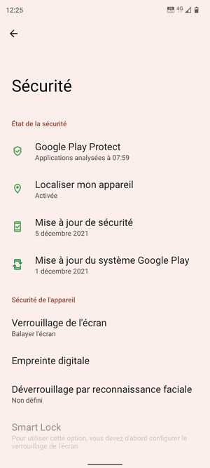 Sélectionnez Verrouillage de l'écran