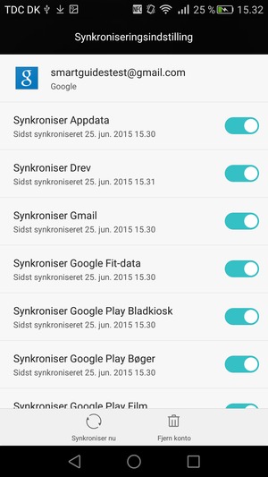 Vælg Synkroniser nu
