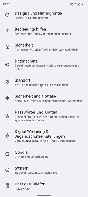 Scrollen Sie und wählen Sie System