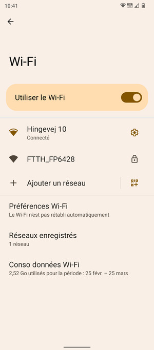 Vous êtes maintenant connecté au réseau Wi-Fi