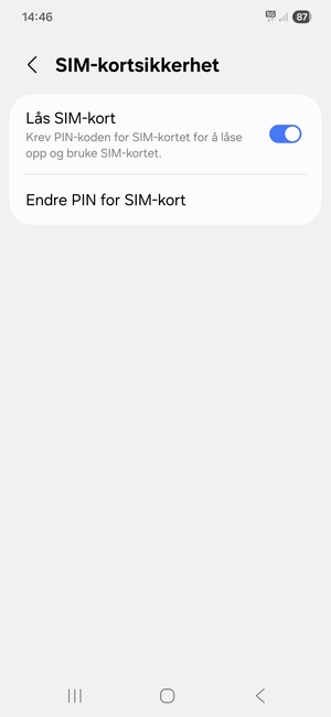 Velg Endre PIN for SIM-kort