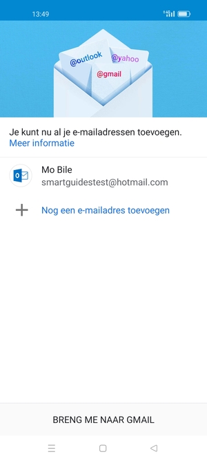 Selecteer BRENG ME NAAR GMAIL