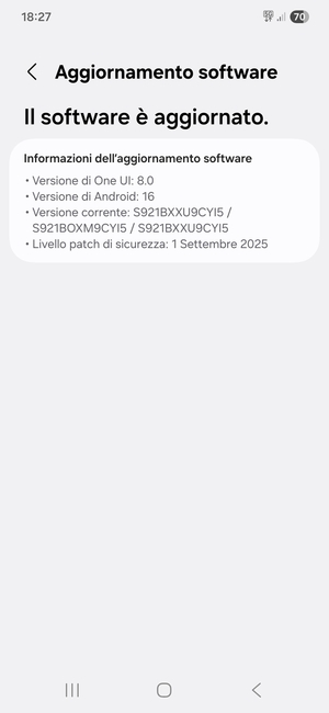 Se il tuo telefono è aggiornato, vedrai la seguente schermata