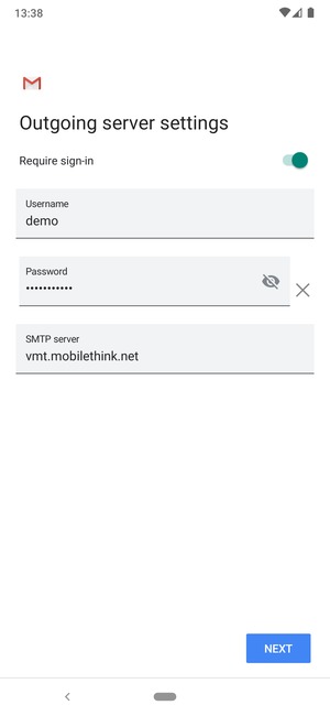 Enter  Outgoing server address