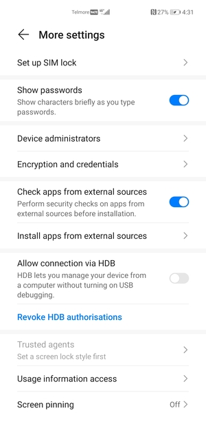 Select Set up SIM lock